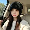 Gorro de punto retro con estampado de estrellas estilo coreano para mujer, cálido para otoño e invierno, sombrero de lana de gran circunferencia para la cabeza, gorro holgado estilo americano para clima frío