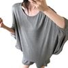 Camiseta Branca de Manga Longa Estilo Morcego para Mulheres, Novo Estilo Outono, Design Nicho Preguiçoso, Camisa Básica Casual Relaxada para Mulheres