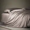 Conjunto de quatro peças de algodão egípcio de fibra longa de alta qualidade com 100 contagens, 100% algodão puro, lençol de cama de luxo leve, capa de edredom, roupa de cama