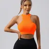 Blusa Esportiva de Nylon com Alça de Costas Yoga Suor Sem Marcas Roupa Íntima Corrida Secagem Rápida Colete Curto em L