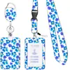 Estilo coreano flor fresca liga de zinco fivela de fácil puxar poliéster impresso cordão porta-cartão de certificado floral pequeno