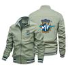 Chaqueta de Motociclista Estampada para Hombre Otoño Transfronterizo Europea y Americana Chaqueta de Calle para Hombre Cardigan Cremallera Chaqueta con Insignia de Coche