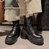 Botines cortos de tacón súper alto que realzan la altura para mujer en otoño e invierno, nuevos, con plataforma, suela gruesa, impermeables, con hebilla de cinturón de plataforma, botas Martin