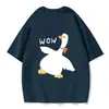 Seda de Leche Sorpresa Estampado de Patito Mangas Cortas Verano Estudiante Holgado Estilo Coreano Camiseta de Pareja Unisex de Moda