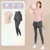 Conjunto de Roupa Esportiva Feminina de Verão com Secagem Rápida, Camiseta de Manga Curta para Corrida, Shorts Esportivos Anti-Exposição, Conjunto de Yoga