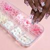 Caja de 12 juegos caja clavo joya blanco rosa perla amor lazo diy pegamento crema caja de material para funda de teléfono móvil
