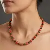 Set de Collar Original Vintage Rojo del Sur con Perlas, Diseño de Nicho, Cadena para Clavícula Melard, Cadena de Cuello de Lujo Ligero de Alta Gama para Mujeres