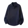 Ropa para Hombre Mu Qiu Sensación Perezosa Relajada Cuello Solapa Tejido de Canalé Manga Larga Polo de Punto Hombre Holgado Peso Pesado Suéter Cálido