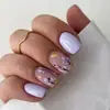 Nuevos diseños de arte para uñas: Estilo europeo y americano, morado elegante, pastoral y fresco, uñas postizas cuadradas cortas, al por mayor