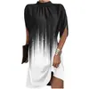 2026 Amazon Verano Moda Femenina Transfronteriza Más Vendido Floral Cuello Redondo Holgado Mangas Murciélago Vestido