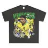 Algodón Puro de Peso Pesado 260g Vinicius No. 7 Camisetas, Lavadas y Desgastadas, Marca de Moda Estilo Americano para Hombres y Mujeres