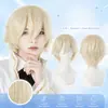 Peluca de Amazon para cosplay de anime, cabello sintético corto rizado de color recogido para hombres y mujeres, peluca de cabeza completa