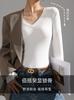 Camiseta Base de Canalé con Cuello en V para Mujer de 240g, Camiseta de Manga Larga para Vestir por Capas, Nuevo Estilo Primavera y Otoño 2026, Corte Ajustado, Top Base Versátil