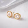 Brincos de Pérola de Água Doce Naturais com Pino de Prata S925, Design de Ninho de Pássaro Enrolado com Fio, Estilo Franja de Luxo Leve de Alta Qualidade, Brincos de Nicho para Mulheres