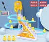 Sacuda o som do mesmo patinho amarelo subindo escadas brinquedo de escorrega de patinho infantil pista musical interativa educativa elétrica