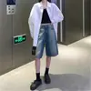 Jeans Rectos de Cinco Bolsillos con Borde Desgastado Azul Vintage para Mujer Verano Cintura Alta Aspecto Holgado Delgado Caídos Casual Pantalones de Pierna Ancha