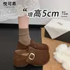 Sapatos femininos estilo Birkenstock, de couro genuíno, com aumento de altura, sola grossa, totalmente fechados, nova coleção outono 2026, design slip-on, forrados com fleece e versáteis para dois estilos diferentes