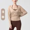 Estilo Perezoso Ropa de Yoga Manga Larga Otoño Fina Pilates Blusa Deportiva Top Camiseta Ropa Exterior Holgada Ropa de Fitness
