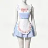 Delantal Lolita Sensual Soft Girl Uniforme de Sirvienta Estilo Deseo Puro Escote Bajo Adorno de Volantes Color de Contraste Hueco Traje de Sirvienta