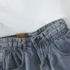 Pantalones de pierna ancha holgados de cintura alta retro chic estilo Hong Kong, combinan con todo para estudiantes, elásticos rizados, shorts de mezclilla, shorts casuales ajustados