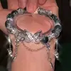 Pulsera de Cuentas Verde Estallido Cola de Fénix Mariposa Nicho Pulsera Sentido Avanzado Blanco Elegante Pulsera DIY Rodeando Estilo Nacional Pulsera