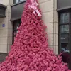 Arreglo de Flores Artificiales de Rosa de 3 Cabezas para Decoración de Pared de Flores para Exteriores, Material de Flores de Cascada de Rosas, Arreglo de Flores para Pasillo de Boda, Venta al por Mayor desde el Fabricante