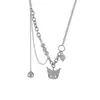 Acero de Titanio Costura Perla Reflectante Kulomi Collar para Mujer Cadena para Clavícula Estilo Ins Hip Hop Diseño de Nicho Accesorios para Collares