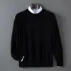 Suéter Grueso de Cuello Redondo para Hombre Otoño Invierno Andy Tejido de Terciopelo Pulóver Manga Larga Casual Base Ligera para Negocios Tallas Grandes