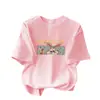 Camiseta de Manga Corta para Niña de Algodón Puro, Elegante y Fresca, para Bebé e Infantil, Manga Media, Verano 2026, Top Lindo de Dibujos Animados