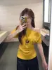 Camiseta de Manga Corta con Hombro Descubierto Estilo Coreano Casual Diseño Niche Único Verano para Mujer Púrpura Ajustada Top de Hombro