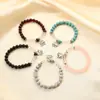 Pulsera de cuentas redondas de turquesa con cuentas de cristal blanco de moda diseño literario joyería de cuentas para mano de dama nicho venta al por mayor