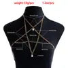 Joia Europeia e Americana Transfronteiriça Moda Metal Estrela de Cinco Pontas Pérola Artificial Pingente Corrente de Peito Sexy Garota Hot Corrente para Corpo de Biquíni