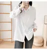 8301 Camisa de Algodón de Manga Larga para Mujer Temperamento Sencillo OL Profesional Formal Talla Grande para Gorditas 300 Jin Herramienta Portátil