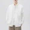 Camisa de trabajo de manga larga vintage de alta gama de algodón peinado lavado para hombre, chaqueta camisa casual estilo japonés para primavera y otoño