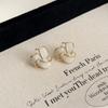 Aretes geométricos simples de color blanco crema francés, aretes de acrílico de acetato, aretes de nicho de alta gama para mujer, venta al por mayor