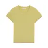 Camiseta de Punto de Seda Helada con Cuello Redondo y Mangas Cortas Dopamine para Mujer Verano Top Corto Ajustado Moderno