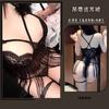 Lencería Sexy con Borlas, Camisón de Entrepierna Abierta, Uniforme Apasionado, Ropa de Dormir Transparente Calada de Encaje 9539