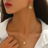 Moda Transfronteriza Europea y Americana Set de Pendientes y Collar con Colgante de Sol de Diamante de Aleación Moda de Nicho Collar y Pendientes Versátiles