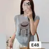 Chapéu de Palha Casual Estilo Coreano Tricô de Gola Redonda Estampado Verão Novo Slim Fit Moda Versátil Top para Mulheres