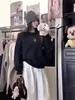 Suéter de Punto Grueso Estilo Coreano con Oso Bordado, Suave y Ceroso, Interior Suelto de Manga Larga, Ropa Interior Cálida, Top Grueso para Otoño e Invierno para Mujer