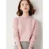 Suéter de cashmere de gola semi-alta tamanho grande para mulheres, novo suéter de cashmere de caimento solto para outono e inverno, blusa básica de lã tricotada plus size