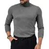 Camiseta de Manga Larga para Exportación Transfronteriza para Hombre Otoño e Invierno Nueva Moda Europea y Americana Juventud Color Sólido Simple Cuello Alto Tejido