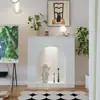 Mueble chimenea de entrada estilo francés con luces, mueble lateral para pared de fondo, estante de exhibición de almacenamiento para pasillo de entrada, vitrina