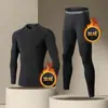 Roupa íntima térmica masculina com forro de fleece, conjunto fino de inverno para fitness, secagem rápida esportiva, roupas para treino seco corrida