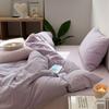 Sábanas de Algodón Lavado Ins Color Puro Juego de Cuatro Piezas Cubre Edredón de Algodón Puro Ropa de Cama Dormitorio Juego de Tres Piezas Sábanas Ajustables