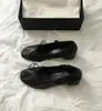 Zapatos planos de piel auténtica con lazo estilo coreano y punta fina, zapatos de trabajo para mujer, punta redonda, bailarinas de tacón grueso, zapatos Mary Jane de tacón alto
