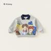 Ropa Infantil Yubao Suéter de Solapa para Niños Ropa de Primavera Estampado de Grafiti de Dibujos Animados Jersey de Manga Larga para Niño Top para Bebé