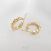 Brincos de Argola Corrente Torcida com Preservação de Cor Banhados a Ouro 14K Brincos de Pino Feitos à Mão DIY Moda Brincos Elegantes Materiais Acessórios de Joalheria