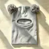 Calentador de Cuello Doble Bola para Niños con Gorro Integrado Forrado de Polar con Protección para Orejas, Gorro de Lana Tejido Cálido de Invierno para Niños y Niñas