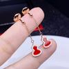 Aretes Kirin Concha Blanca Ágata Roja Tres Pulseras de Calabaza Lujo Accesible Aretes Colgante Oro Rosa Joyería para Oreja Kirin para Mujer